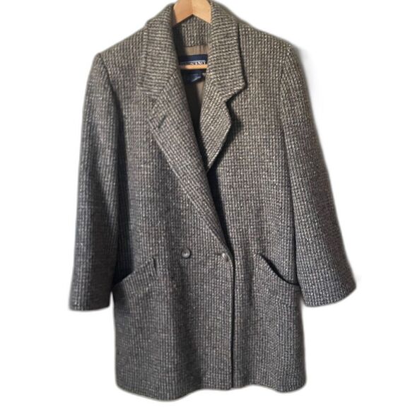 Vintage Land's End 100% wool coat women's size 8P dark academia noir - Picture 1 of 8